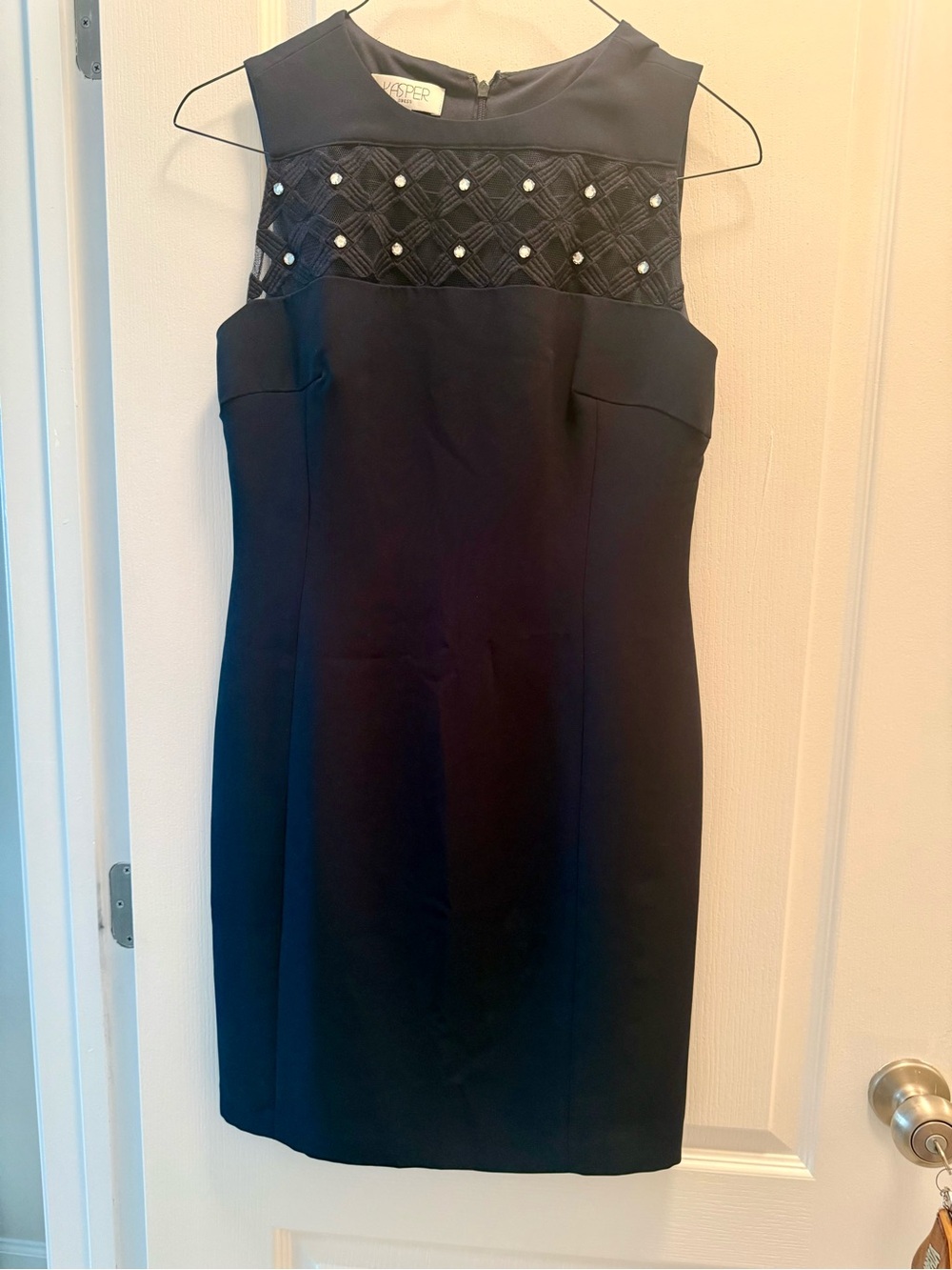 Kasper Black Rhinestone Embellished Sheath Dress Size 6